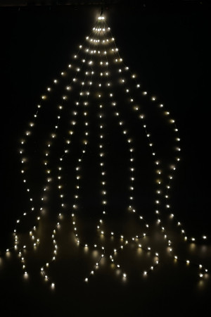 Светодиодная нить Хвост 480 белых ламп, 12 лучей по 2 метра, 24В, 8 режимов, таймер, зеленый провод, LUCA (85437)