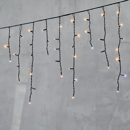 Светодиодная бахрома 3,1*0,5 м., 150 экстра теплых белых LED ламп, мерцание, черный провод ПВХ, LTC (PIL150BLW-11-2EWW)