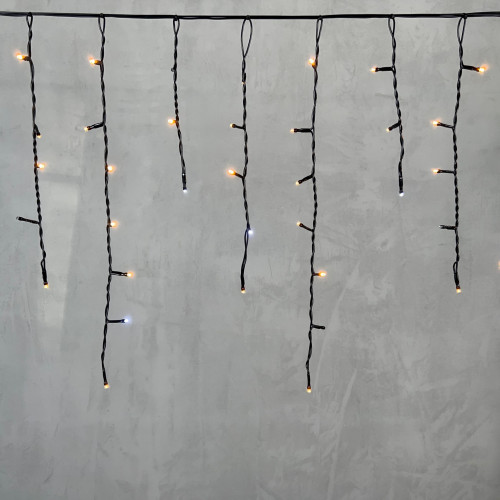 Светодиодная бахрома 3,1*0,5 м., 150 экстра теплых белых LED ламп, мерцание, черный провод ПВХ, LTC (PIL150BLW-11-2EWW)