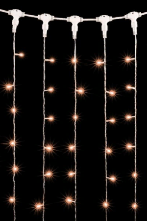 Светодиодный занавес 2*2 м., 400 экстра теплых белых LED ламп, прозрачный провод ПВХ, LTC (PCL402-10-2EWW)