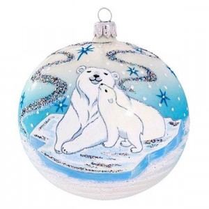 Стеклянный шар Полярный 95 мм., Ёлочка (С2254)