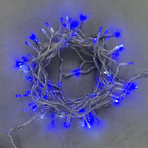 Светодиодная гирлянда с белым бликующим диодом 10 м, 220-230V., 100 синих LED ламп, прозрачный ПВХ, LTC (PST100BLW-10-2B)