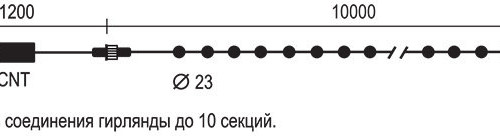 Светодиодная гирлянда шарики Пузырьки 10 м., 220V., 100 теплых белых LED ламп 23 мм., коннектор, черный ПВХ, LTC (PCS-100B-WW)