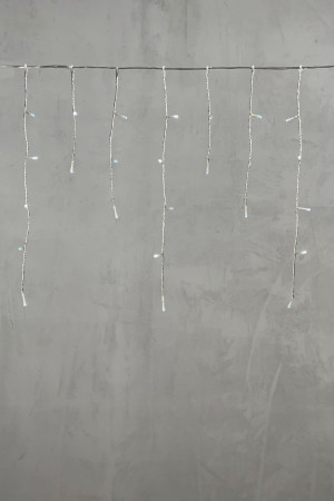 Светодиодная бахрома 3*0.5 м., 3 батарейки типа D 4.5V, 100 LED ламп холодно белого цвета, прозрачный силикон, LTC (ECC100-10-8W)