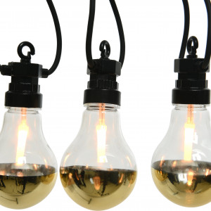 Светодиодная ретро гирлянда Золото Эдисона 9.5 м., 220 V, 20 LED ламп теплого свечения, соединяемая, черный ПВХ провод, Kaemingk (490111)