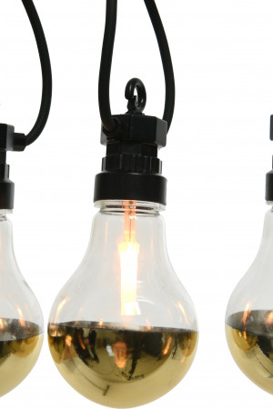 Светодиодная ретро гирлянда Золото Эдисона 9.5 м., 220 V, 20 LED ламп теплого свечения, соединяемая, черный ПВХ провод, Kaemingk (490111)