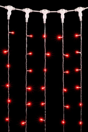 Светодиодный занавес 2*2 м., 400 красных LED ламп, прозрачный провод ПВХ, LTC (PCL402-10-2R)