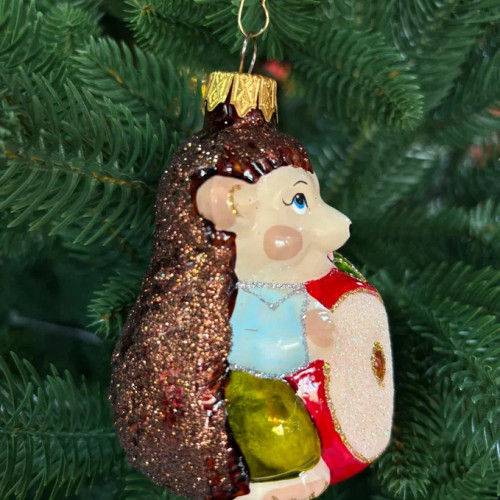 Формовая игрушка Ёжик с яблоком 10 см., стекло, Витус (А458)