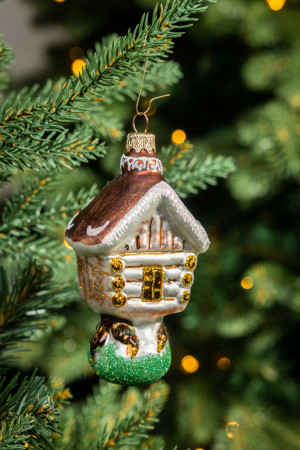 Елочное украшение Лесной дом, стекло, 13 см., 1 шт., Витус (А337)