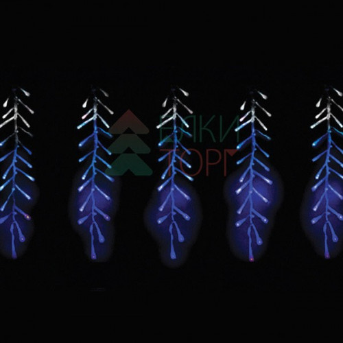 Светодиодная бахрома с эффектом бегущий огонь 1.75*0.4м., 24V, 160 LED ламп бело - синего цвета, прозрачный провод, Beauty Led (ESI160-SH10-1WB) 