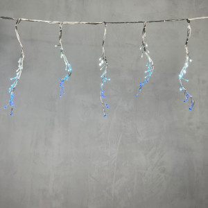 Светодиодная бахрома с эффектом бегущий огонь 1.75*0.4м., 24V, 160 LED ламп бело - синего цвета, прозрачный провод, Beauty Led (ESI160-SH10-1WB) 