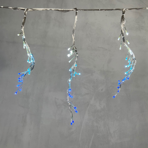 Светодиодная бахрома с эффектом бегущий огонь 1.75*0.4м., 24V, 160 LED ламп бело - синего цвета, прозрачный провод, Beauty Led (ESI160-SH10-1WB) 