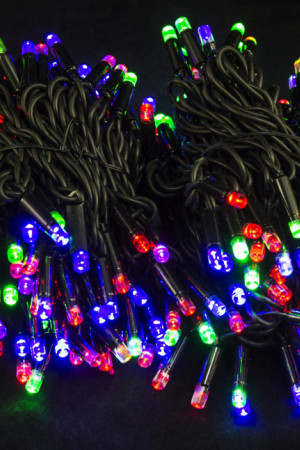 Светодиодная нить с мерцающим диодом 40 м., 220V, 400 разноцветных LED ламп, черный провод ПВХ, соединяемая, Winner Light (m.01.6B.400+)