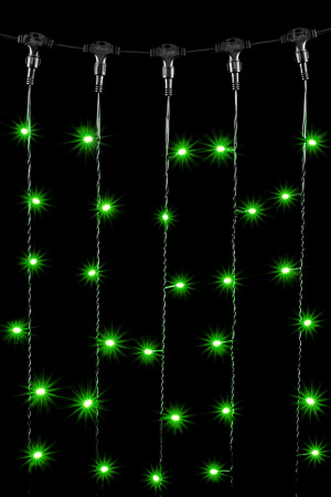 Светодиодный занавес 2*1 м., 200 зеленых LED ламп, черный провод ПВХ, LTC (PCL202-11-2G)