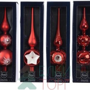 Макушка на елочку Новогодняя Звезда 31 см, красная, стекло, KAEMINGK (170179/1)