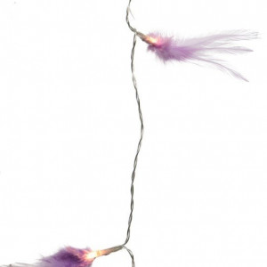  Светодиодная гирлянда Перышки фиолетовые 180 см., 10 теплых белых LED, батарейки, прозрачный провод, Kaemingk (481918/1)