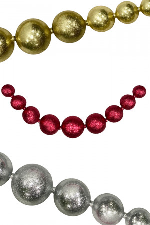 Украшение для высотной ёлки Бусы Искристые., 265 см, пластиковые, красный, ПромЕлка, (БИП-265Red)