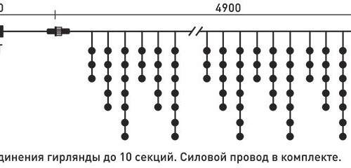 Светодиодная бахрома 4,9*0,5 м., 240 экстра теплых белых LED ламп, черный провод ПВХ, Beauty Led (PIL240-11-2EWW)