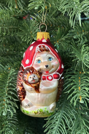 Формовая игрушка Ежиха с малышом 11.2 см., стекло, Витус (А462)