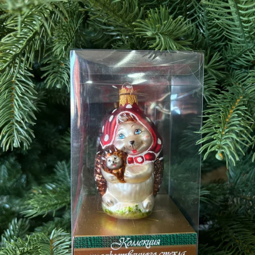 Формовая игрушка Ежиха с малышом 11.2 см., стекло, Витус (А462)