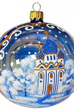 Стеклянный шар Русь 95 мм., Ёлочка (С1566)