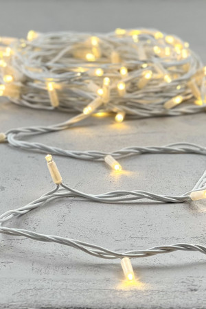 Гирлянда Нить 10 м., теплый белый, 220В, 75 LED, Провод Белый Каучук, IP65, LTC (LL75-8-2WW) 