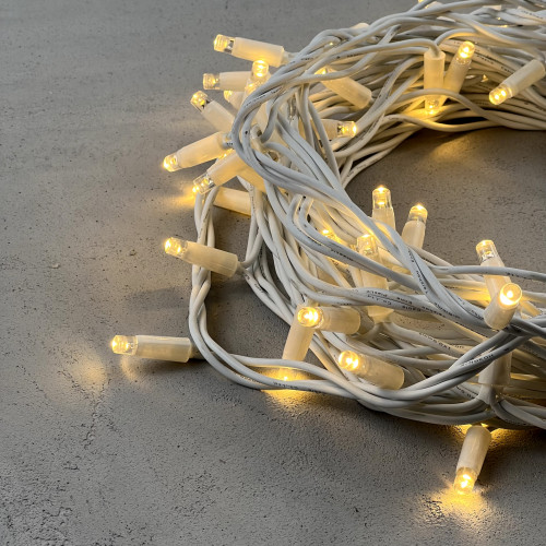 Гирлянда Нить 10 м., теплый белый, 220В, 75 LED, Провод Белый Каучук, IP65, LTC (LL75-8-2WW) 