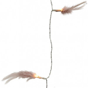 Светодиодная гирлянда Перышки розовые 180 см., 10 теплых белых LED, батарейки, прозрачный провод, Kaemingk (481918/2)