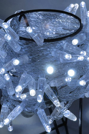 Светодиодная нить 100 холодных белых LED ламп, 10 м., 24В, статика, прозрачный провод ПВХ, Teamprof (TPF-S10C-24V-CT/W)