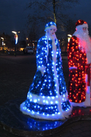 Комплект светодиодных фигур из мишуры Дед Мороз 2.3 м. и Снегурочка 1.7 м., Сад Радости (SR074)