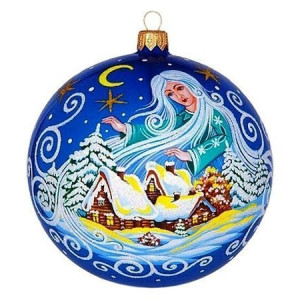 Стеклянный шар Метелица 115 мм., синий,  Ёлочка (С1902/1)