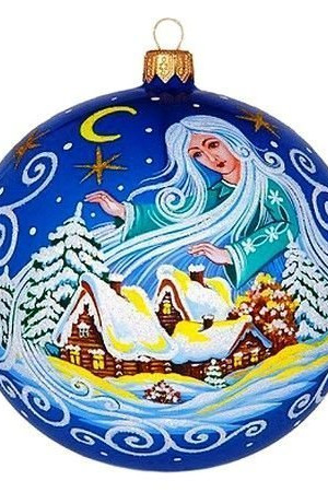 Стеклянный шар Метелица 115 мм., синий,  Ёлочка (С1902/1)