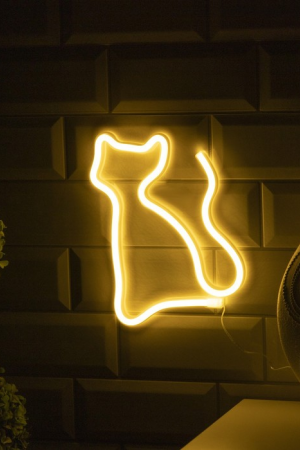 Неоновая вывеска Кошка 16×23 см., батарейки ААх3, USB, тёплый белый, Luazon Lighting (7989800)