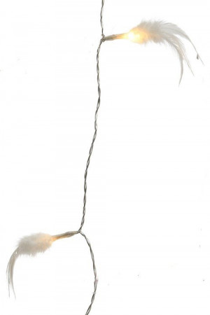 Светодиодная гирлянда Перышки белые 180 см., 10 теплых белых LED, батарейки, прозрачный провод, Kaemingk (481918/3)