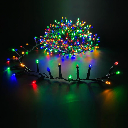 Светодиодная нить Snake Light 700 разноцветных ламп, 14 м., 24В, 8 режимов, зеленый провод, для елки 215 см., Christmas DeLuxe (83778)