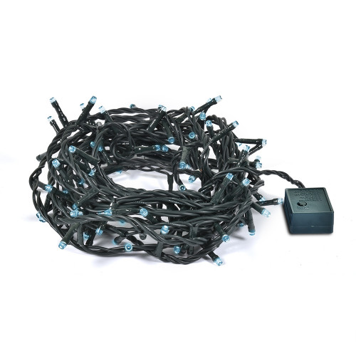 Светодиодная нить 300 холодных белых LED ламп, 30 м., 220В, 8 режимов, зеленый провод, Vegas (55072)