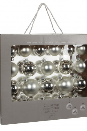 Набор стеклянных шаров Феерия 70мм,цвет серебро,42 шт. в упаковке seasons (83180)