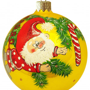 Елочный шар Гномик на елочке  8 см., Коломеев (КУ-80-18075)