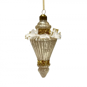 Винтажная стеклянная подвеска Золотой вихрь 14,2 см., 1 шт., Christmas DeLuxe (14018)