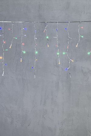 Светодиодная бахрома 4,9*0,5 м., 240 разноцветных LED ламп, мерцание, прозрачный провод ПВХ, Beauty Led (PIL240BLW-10-2M)