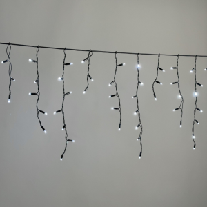 Светодиодная бахрома 3,1*0,5 м., 120 LED,  холодный белый, статика, чёрный провод каучук, LTC (ECO120-1-2W)