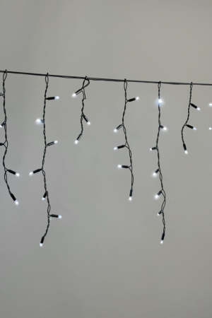 Светодиодная бахрома 3,1*0,5 м., 120 LED,  холодный белый, статика, чёрный провод каучук, LTC (ECO120-1-2W)