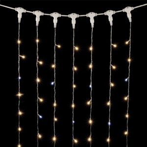 Светодиодный занавес 2*2 м., 400 теплых белых LED ламп, мерцание, прозрачный провод ПВХ, LTC (PCL402BLW-10-2WW)
