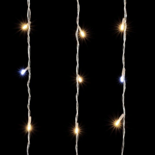 Светодиодный занавес 2*2 м., 400 теплых белых LED ламп, мерцание, прозрачный провод ПВХ, LTC (PCL402BLW-10-2WW)