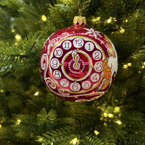 Стеклянный шар Снежная Лошадка 95 мм., красный, стекло, Ёлочка (С475/1)