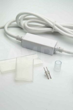 Комплект подключения для дюралайта TPF-DL-2W-100-10mm-240, до 100 метров, белый провод , Teamprof (TPF-220AC/DC-2-1.5A-W-10mm)