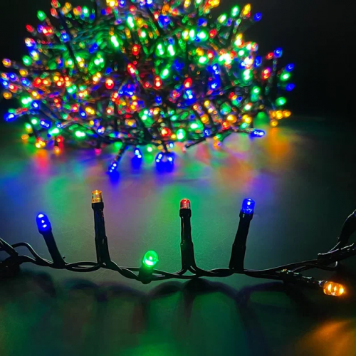 Светодиодная нить Snake Light 1000 разноцветных ламп, 20 м., 24В, 8 режимов, зеленый провод, для елки 230-260 см., Christmas DeLuxe (83779)