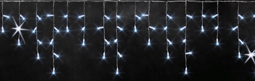 Светодиодная мерцающая бахрома с колпачком 3*0.5 м., 112 холодных белых LED ламп, белый провод, Rich LED (RL-i3*0.5F-CW/W) 