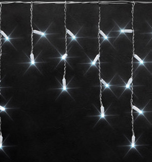 Светодиодная мерцающая бахрома с колпачком 3*0.5 м., 112 холодных белых LED ламп, белый провод, Rich LED (RL-i3*0.5F-CW/W) 