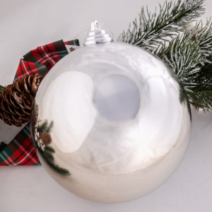 Шар пластиковый глянцевый 250 мм., серебро, ЕлкиТорг (150116)